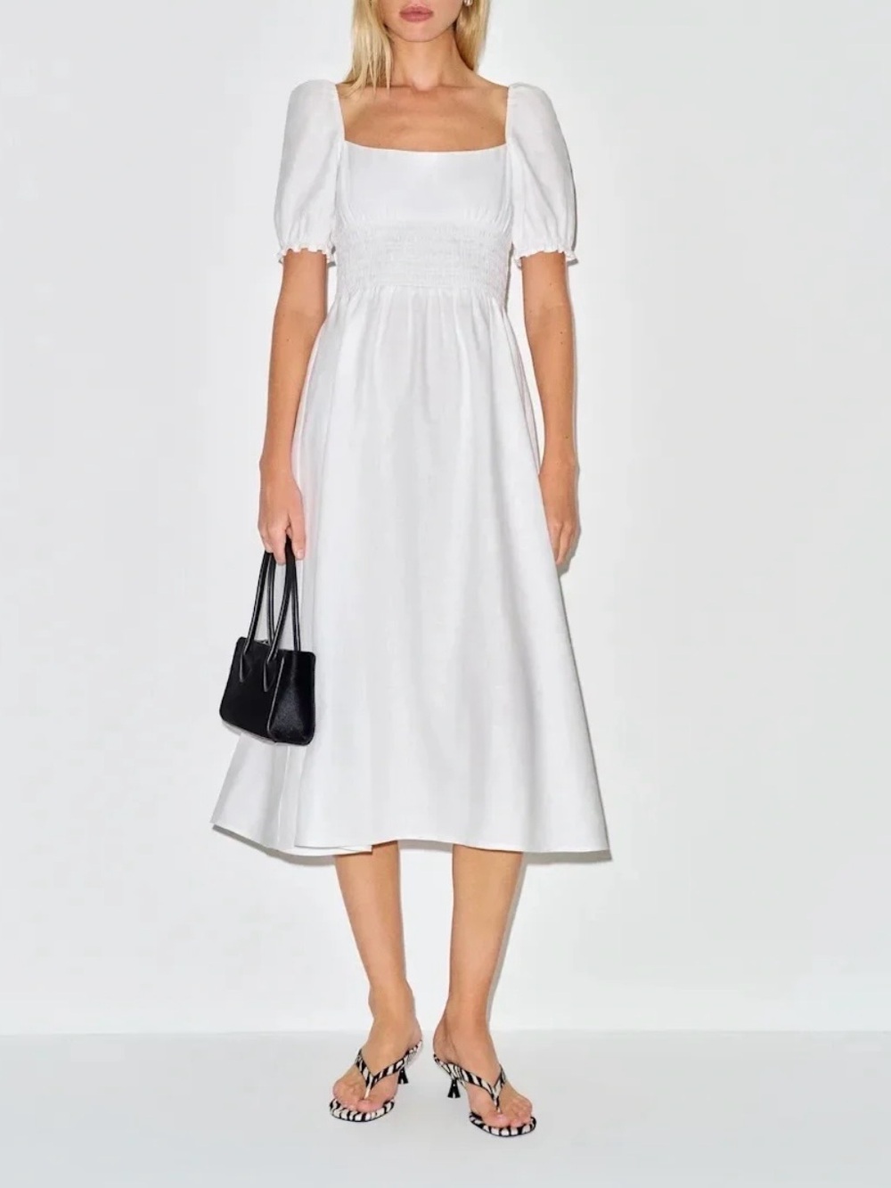 Reformation Adler Linen Dress In White, NEW WITHOUT TAGS, NEVER WORN, NO FLAWS.
